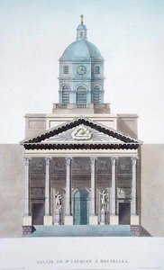 Pyhän Jacquesin kirkko, Bryssel, Pierre Jacques Goetghebuerin Alankomaiden kuningaskunnan merkittävimpien monumenttien, rakennusten ja talojen valinnasta, julkaistu 1827 (akvatinta) (katso myös 186059)